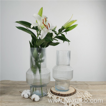 Clear Ripple Glass Vase Tall Clear Ribbed Glass